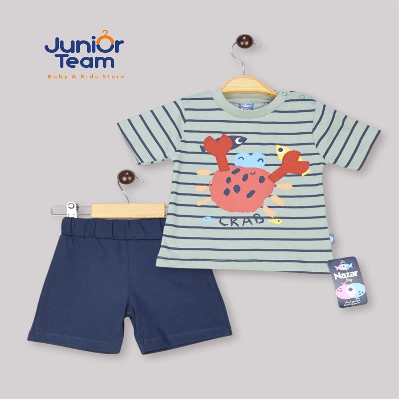 Yengeç Baskılı Erkek Bebek Takım Yeşil