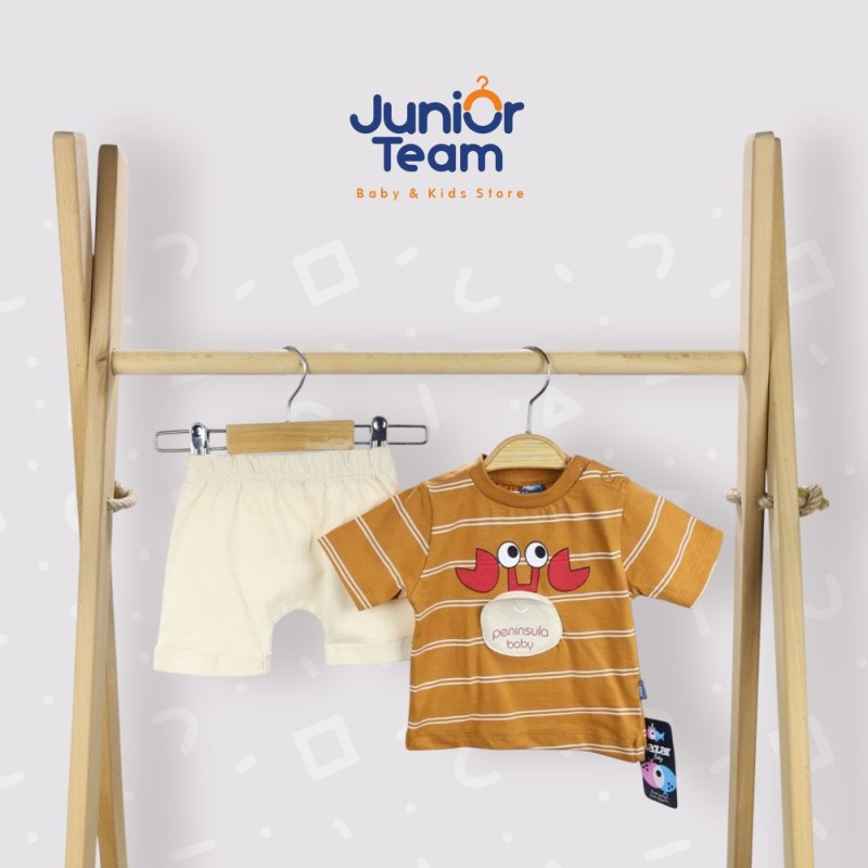 Yengeç Baskılı Erkek Bebek Takım Kahve