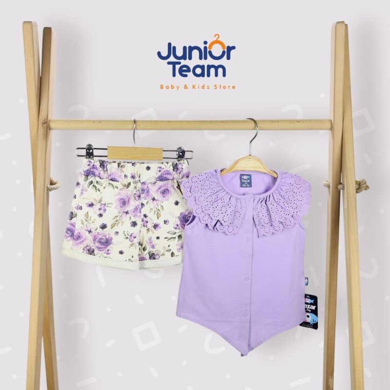 Güpür Yakalı Kız Çocuk Takım Lila