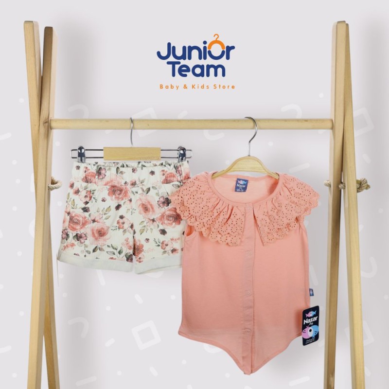 Güpür Yakalı Kız Çocuk Takım Gül Kurusu