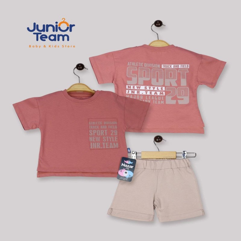 Enjoy Baskılı Erkek Bebek Takım Gül Kurusu