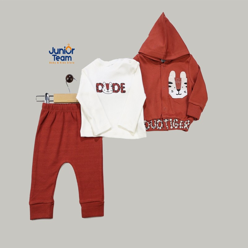 Tiger Baskılı Erkek Bebek Takım Kiremit