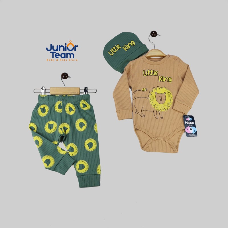 Aslan Baskılı Erkek Bebek Takım Kahve
