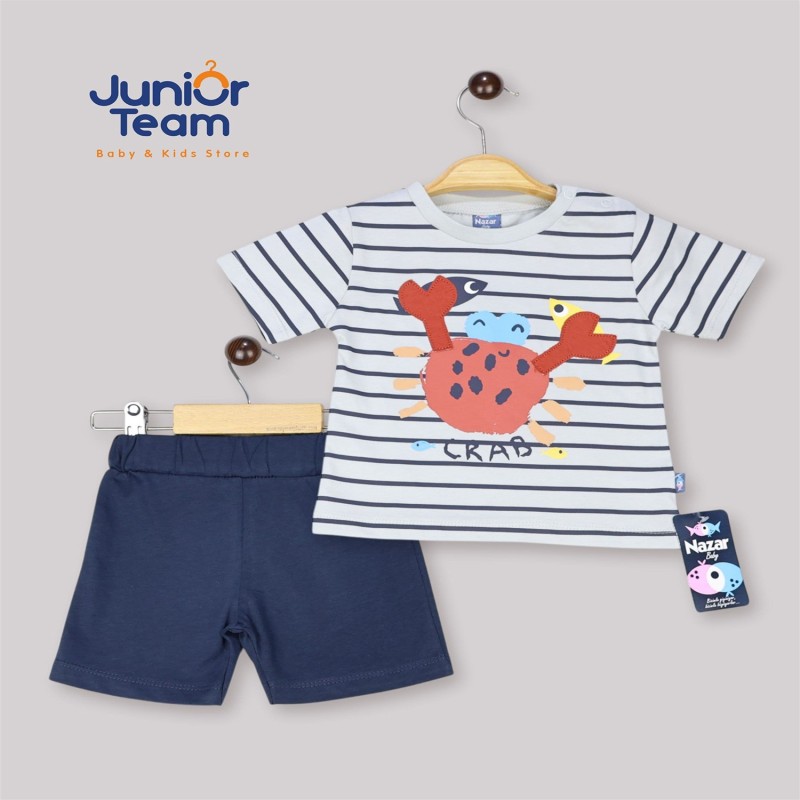 Yengeç Baskılı Erkek Bebek Takım Gri