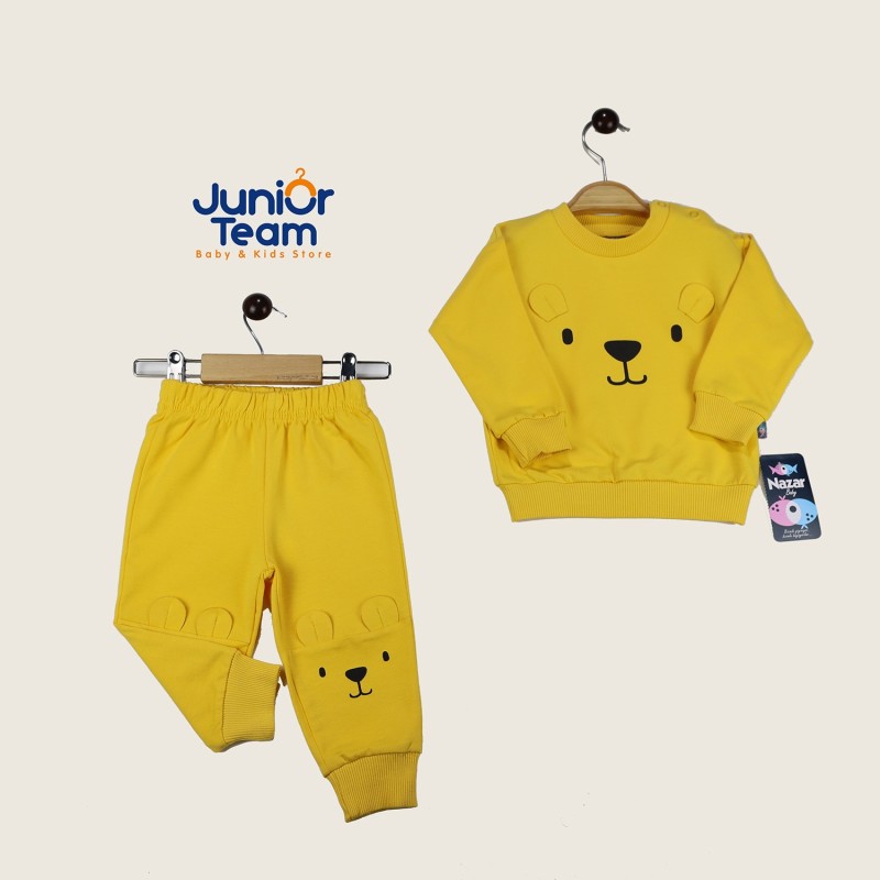 Ayıcık Baskılı Erkek Bebek Takım Hardal