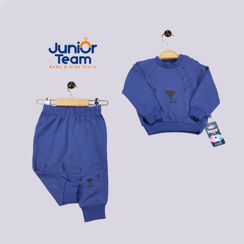 Dude Baskılı Ceketli Erkek Bebek Takım Lacivert