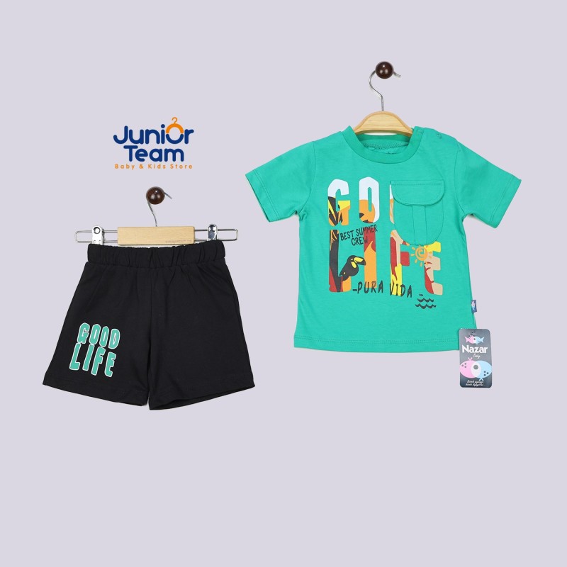 Good Life Baskılı Erkek Bebek Takım Yeşil