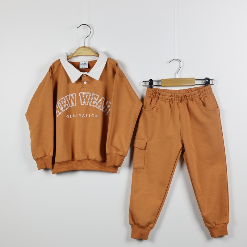 Nazar 25792 3-6 Yaş Erkek Çocuk Polo Yaka TakımTuruncu