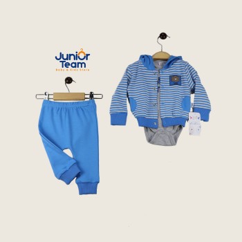 Dude Baskılı Ceketli Erkek Bebek Takım Mavi