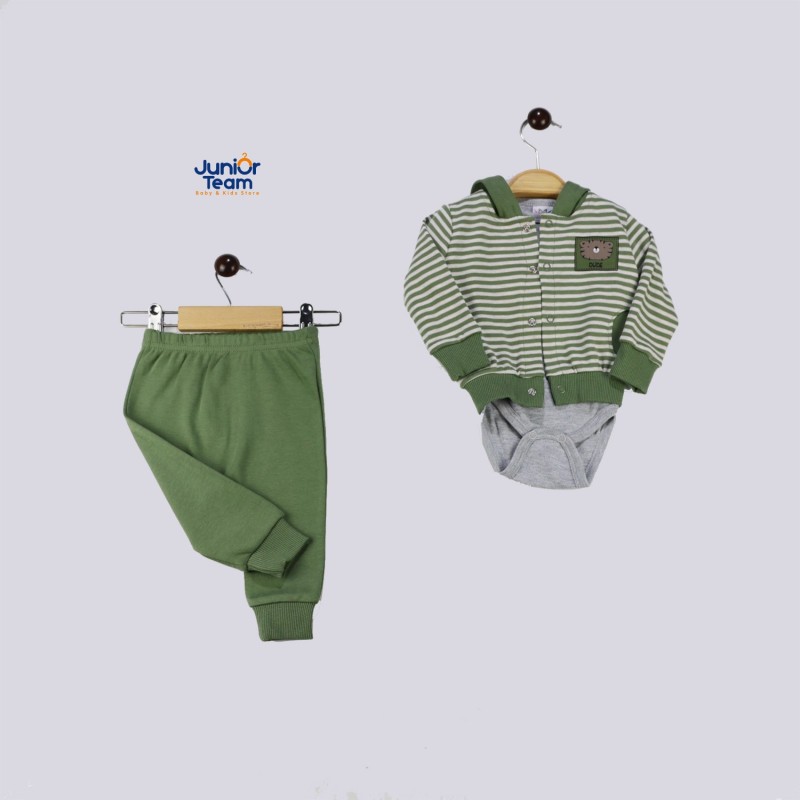 Dude Baskılı Ceketli Erkek Bebek Takım Yeşil