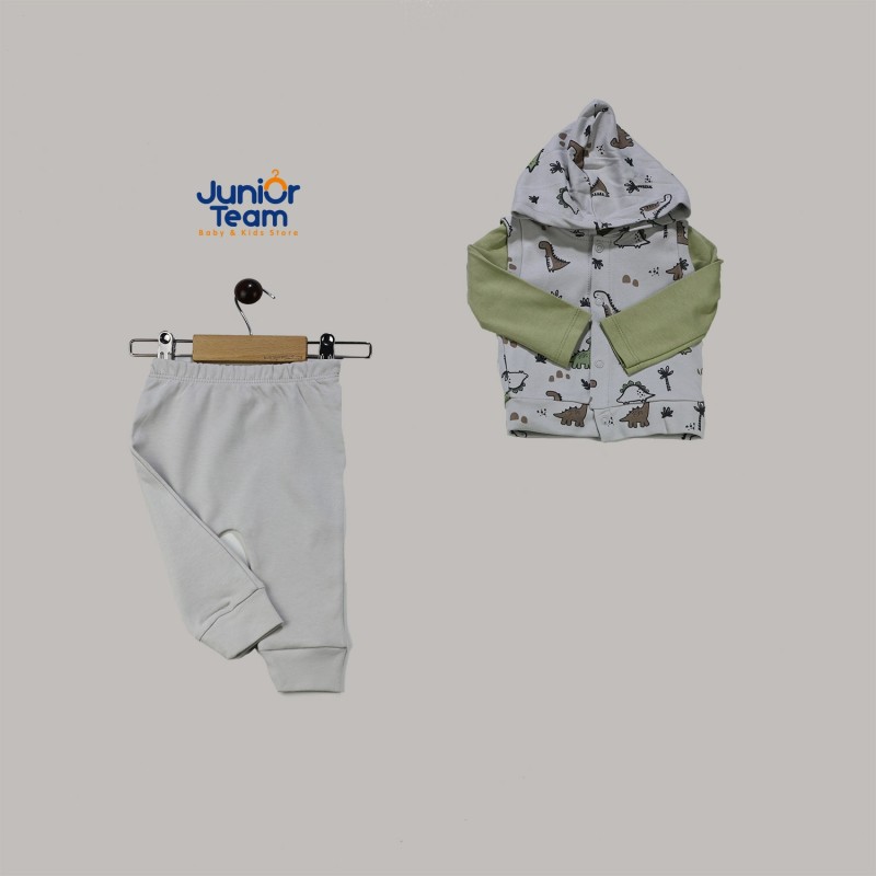 Dinazor Başlıklı Erkek Bebek Takım Gri