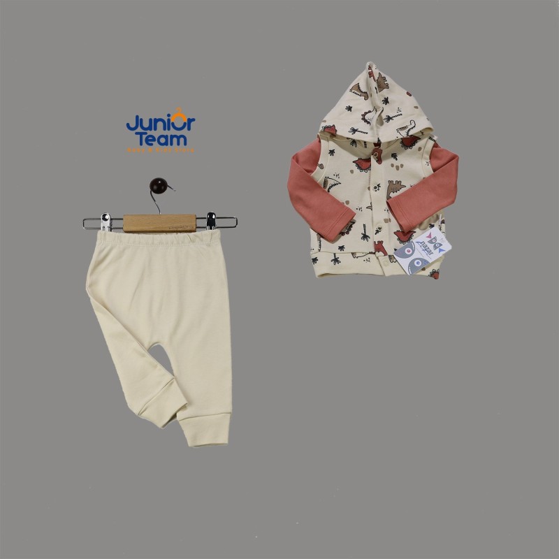 Dinazor Başlıklı Erkek Bebek Takım Krem