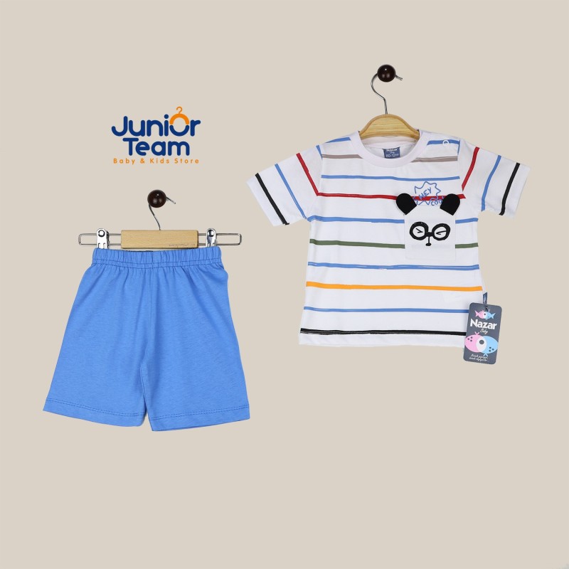 Çizgili Süprem Erkek Bebek Takım Mavi