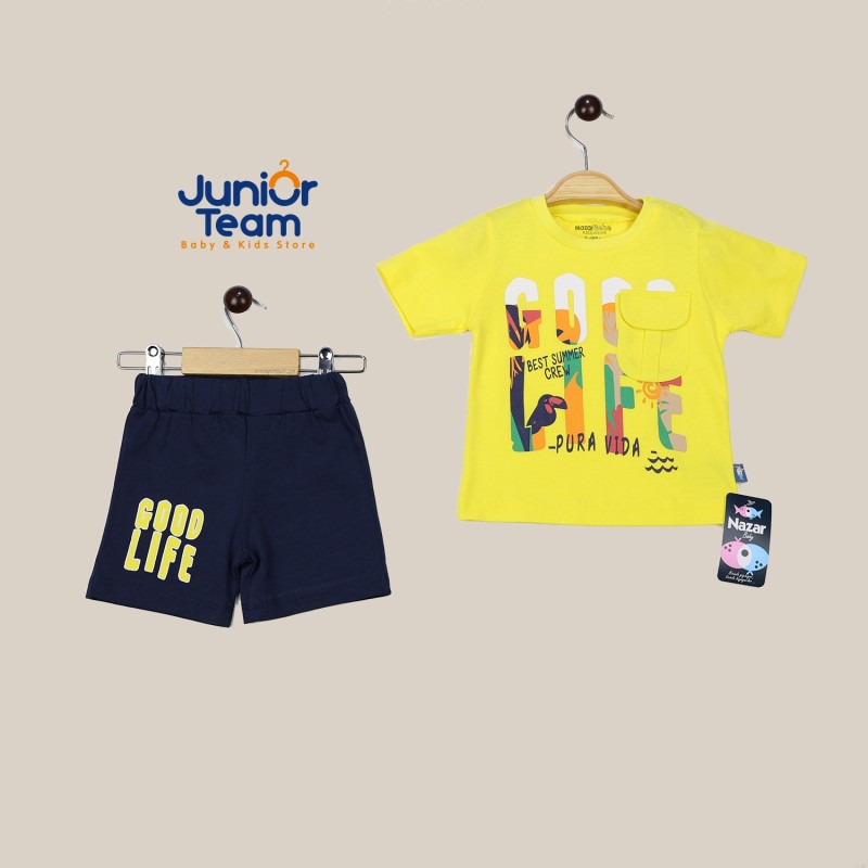 Good Life Baskılı Erkek Bebek Takım Sarı