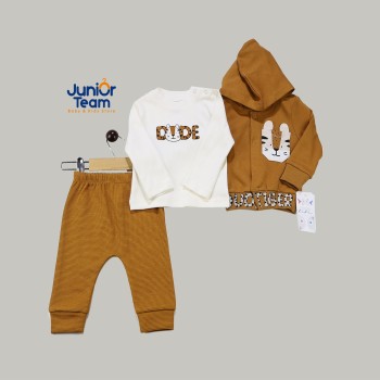 Tiger Baskılı Erkek Bebek Takım Kahve