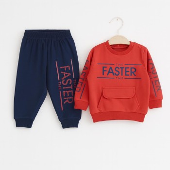 Ayıcık Baskılı Erkek Bebek Takım Kırmızı