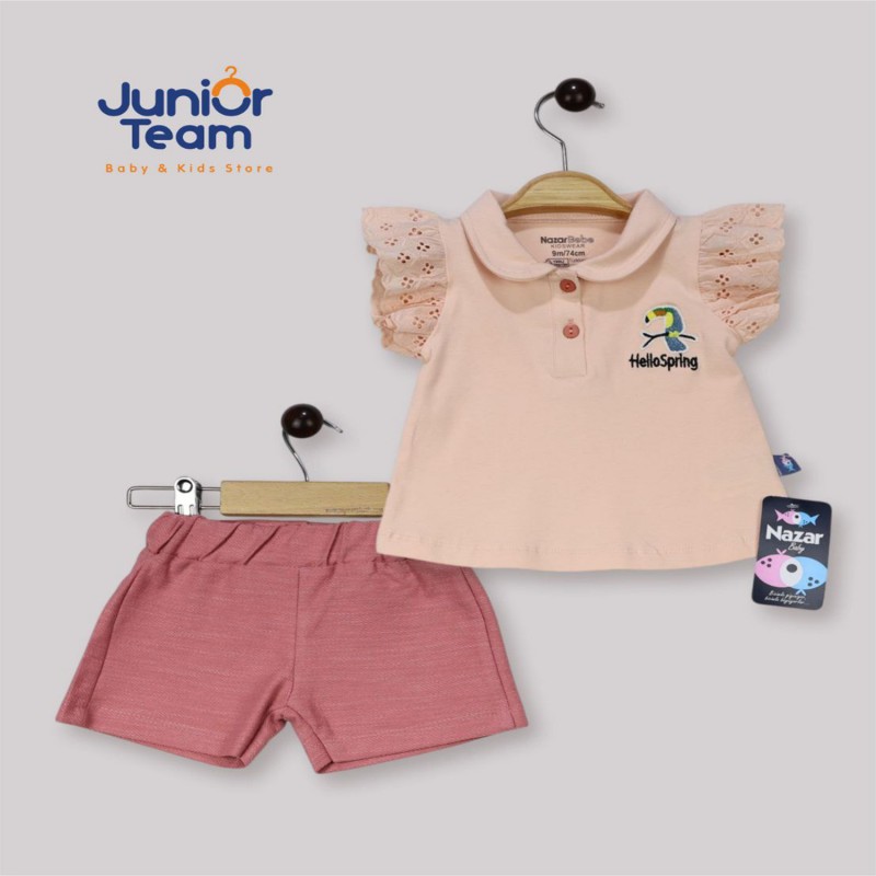 Papağan Nakışlı Kız Bebek Takım Pudra