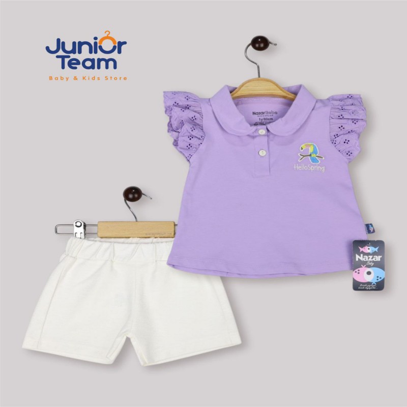 Papağan Nakışlı Kız Bebek Takım Lila