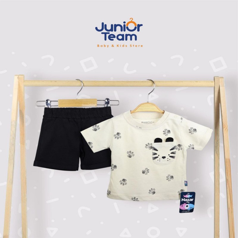 Cepli Aslan Pati  Baskılı Erkek Bebek Takım Ekru