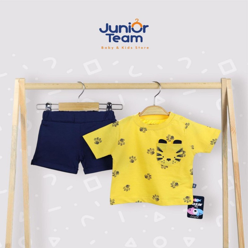 Cepli Aslan Pati Baskılı Erkek Bebek Takım Ekru