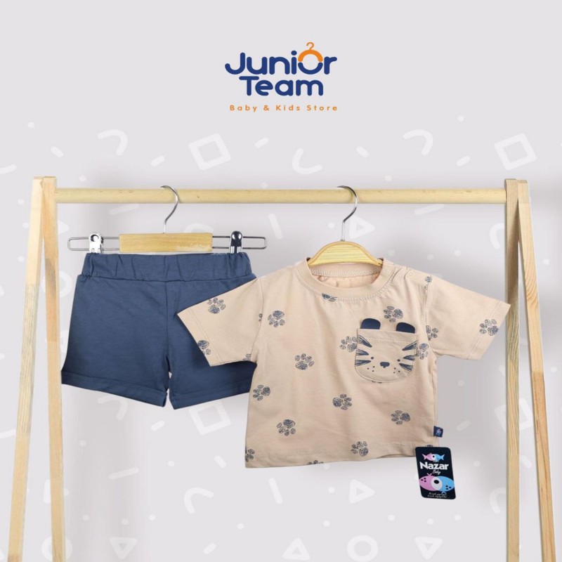 Cepli Aslan Pati  Baskılı Erkek Bebek Takım Sütlü Kahve