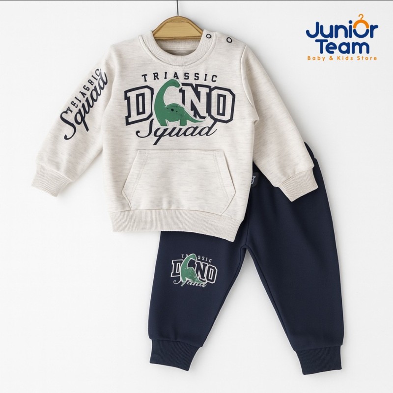 Dino Baskılı Erkek Bebe Takım Taş