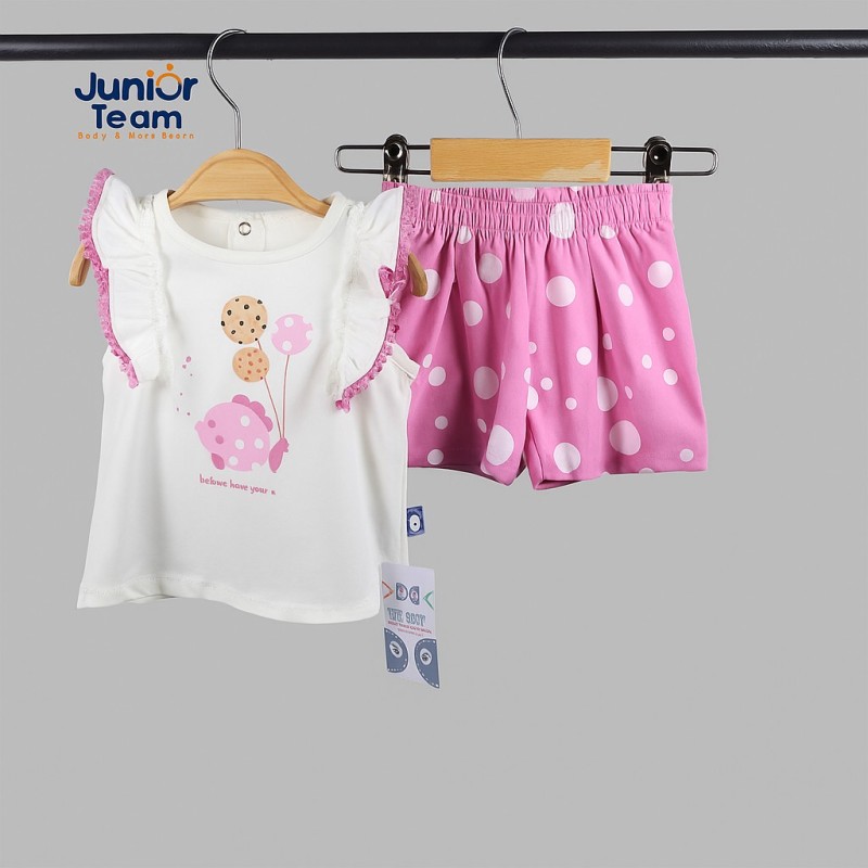 Balon Baskılı Kız Bebe Takım Pembe