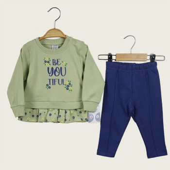 Nazar 9-24 Ay 25732 Çıtır Çiçek Desenli Kız Bebek Takım Yeşil