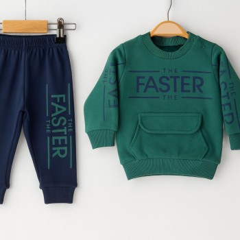 Tavşan Cepli Kız Bebek Takım Yeşil